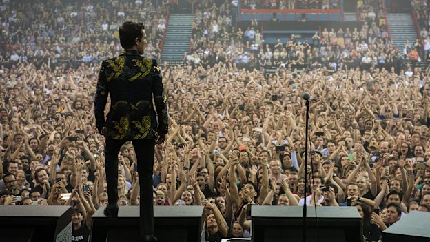 The Killers during a sold-out Brisbane Entertainment Centre show in 2018.