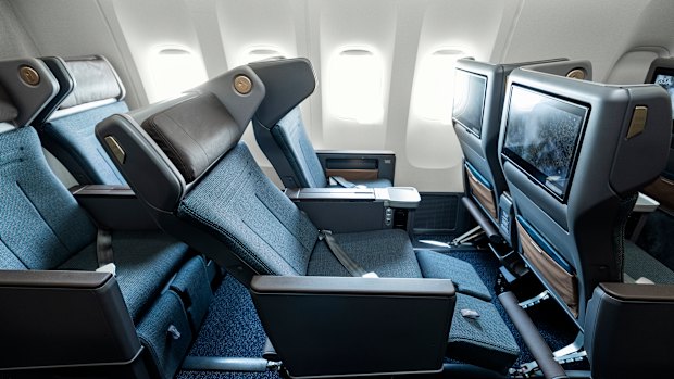 Privacy wings make the seat feel enclosed … Cathay Pacific’s new premium economy seats.