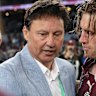 Laurie Daley speaks with Queensland captain Cameron Munster after the match.