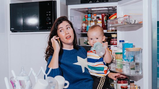 Becky Lucas with her son George at their Marrickville home.