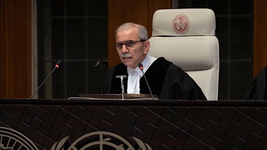 ICJ presiding Judge Nawaf Salam reads the ruling on an urgent plea by South Africa for judges to order Israel to halt its military operations in Gaza and withdraw from the enclave, in May last year.