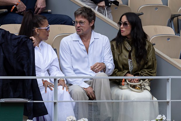 Actor Brad Pitt and Ines de Ramon attends the Roland Garros Grand Slam Tournament