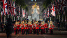 Ceremonial troops march from Buckingham Palace to the Palace of Westminster during a rehearsal for Wednesday’s ceremonial procession.