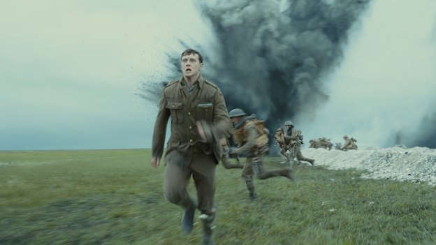 George MacKay as Lance Corporal Schofield in 1917. 