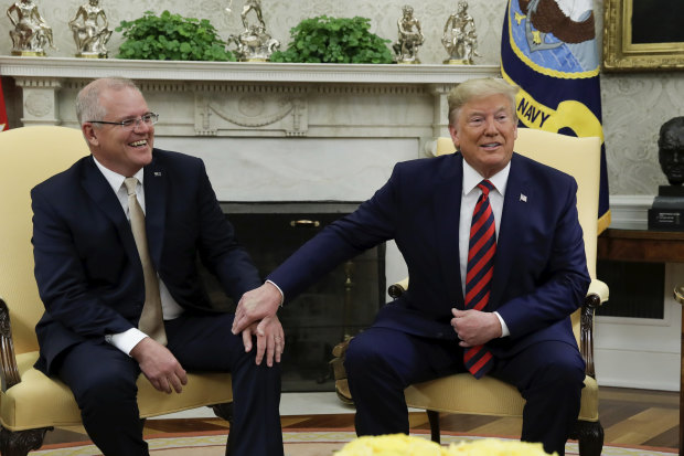 Prime Minister Scott Morrison and US President Donald Trump during their meeting in the Oval Office.