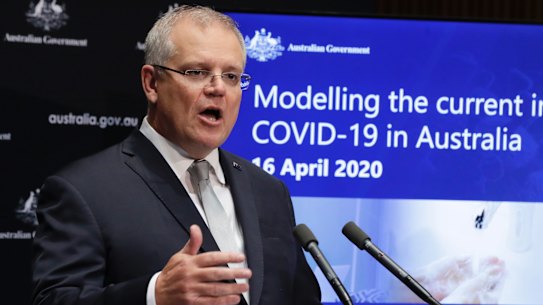 Scott Morrison addresses the media after the national cabinet meeting on Thursday.