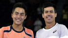 Rinky Hijikata and Jason Kubler pose with their Australian Open trophy.