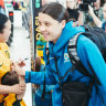 Sam Kerr returns to Sydney with the Matildas squad.