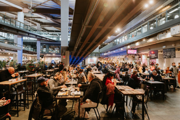 Diners at the food hall inside Turin’s Il Mercato Centrale.