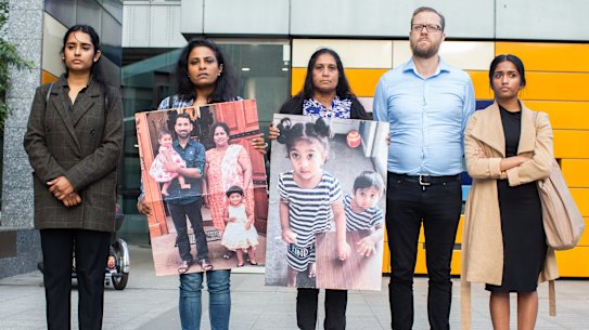 Supporters of the family outside the Federal Court in Melbourne on September 4.