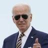 A win for Democrats: President Joe Biden gives a thumbs up as he boards Air Force One at Andrews Air Force Base.
