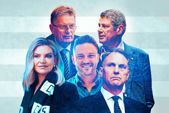 Rebecca Maddern, former premiers Ted Baillieu and Steve Bracks, Cotton On founder Nigel Austin, and deputy PM Richard Marles.  