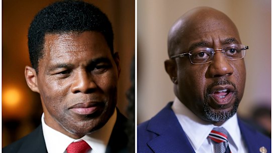 Herschel Walker and Democrat senator Raphael Warnock.