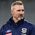 Nathan Buckley splits his time as a Geelong assistant coach and Fox Footy analyst.