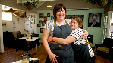 The Big Green Cup Cafe owner Sarah Schiliro with employee Edwina Marchant.