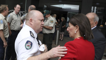 NSW Rural Fire Service Commissioner Shane Fitzsimmons with Premier Gladys Berejiklian.
