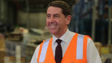 Treasurer Cameron Dick at a COVID-19 press conference in Crestmead in Brisbane last month.