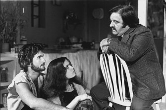 John Jarratt, Sigrid Thornton and Lucky Grills in Bluey. When the 1970s detective series was reissued on DVD, the dubbed Bargearse episodes were included as bonus material.