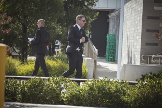 Michael Clarke arrives at the private funeral at the St Kilda Football Club, Moorabbin.
