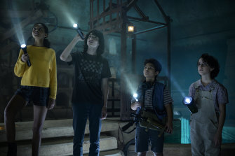 Celeste O’Connor, Finn Wolfhard, Logan Kim and Mckenna Grace in Ghostbusters: Afterlife.