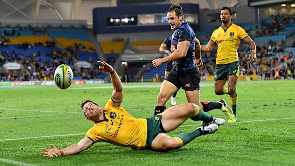 One that got away: Bernard Foley reacts after the ball comes loose at full-time.