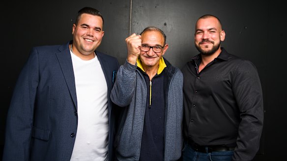 No-one is more excited the cafe is reopening than John Danassis (centre), who opened the original Central Cafe on Monaro Street in 1979. He's pictured with Adrian (left) and Esteban Malmierca.