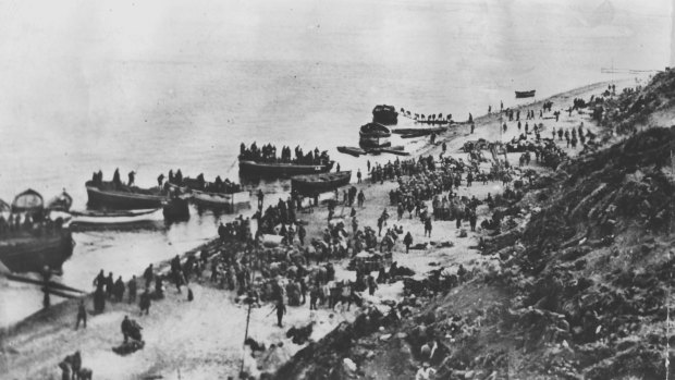Australian and New Zealand landing on the beaches of Gallipoli in 1915. 