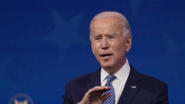 President-elect Joe Biden speaks at The Queen Theatre in Wilmington, Delaware on Tuesday.