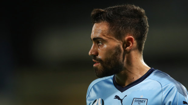 Doubt: Sydney's Anthony Caceres is battling to be fit to face Melbourne Victory after suffering a calf injury.
