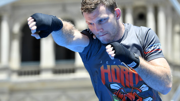 Top shape: Jeff Horn works out in Brisbane but Anthony Mundine can sense drama behind the scenes.