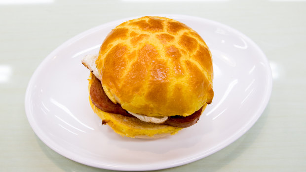 Kowloon's Cafe's egg and Spam pineapple bun. 