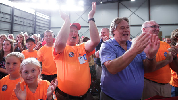 The gathering exploded into a Trump political rally as soon as the President took the stage.