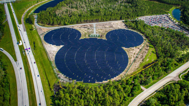 A solar facility near Walt Disney World, that was opened in 2016. Disney is turning to solar power for its theme parks.