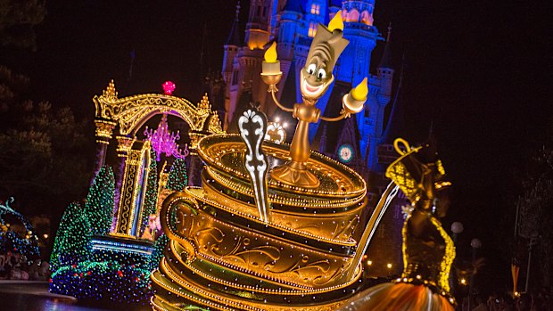 An electrical parade, fuelled by solar panels from eight building rooftops, at the Tokyo Disney Resort.