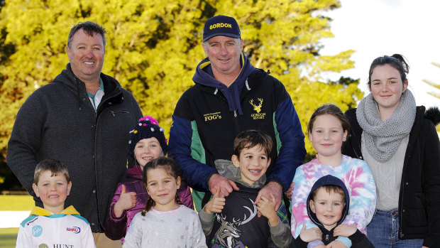 Scott ‘Bubba’ Coleman (left) and Darren Coleman (right) after coaching against each other in a Shute Shield match in 2020. 