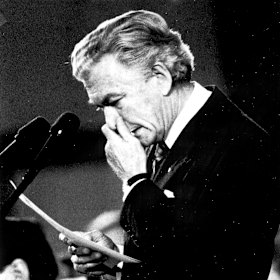 Prime Minister Bob Hawke crying at a Chinese Memorial at Parliament House after the events of Tiananmen Square.