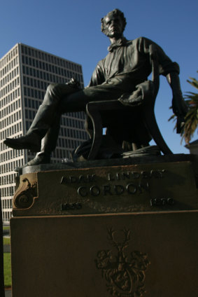 The Adam Lindsay Gordon statue in Spring Street, Melbourne