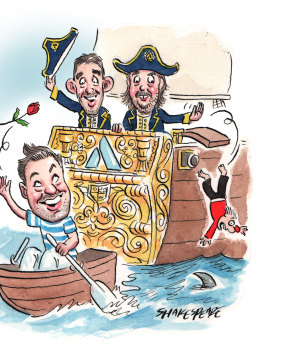 Bon voyage: Matt Agnew picked a good time to farewell Scott Farquhar and Mike Cannon-Brookes.