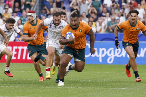 Taniela Tupou in action against Georgia at the World Cup.