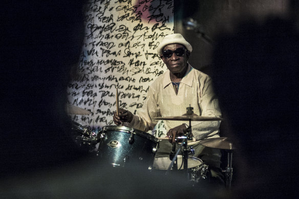 Pioneering African drummer Tony Allen, whose influential career spanned decades and continents, plays in concert with Senegalese musician Cheikh Lo in Dakar, Senegal in 2017.