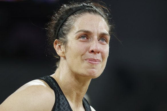 Ash Brazill looks to the crowd after the emotional game in Melbourne.