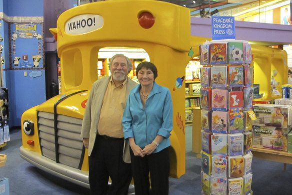 Magic School Bus author Joanna Cole, right, and illustrator Bruce Degen. Cole has died aged 75.