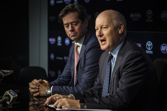 AFL CEO Gillon McLachlan and AFL Commission chairman Richard Goyder.