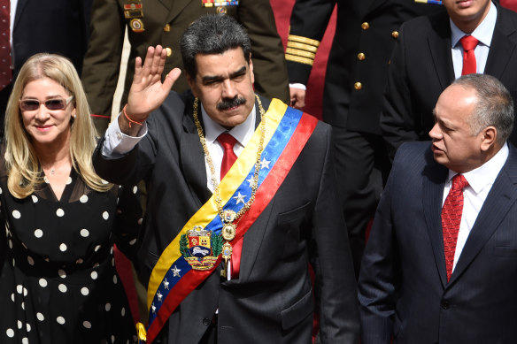 Nicolas Maduro arrives to deliver his annual address on January 14. 