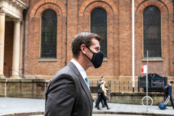 Ben Roberts-Smith outside the Federal Court in Sydney on Monday.