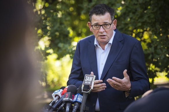 Daniel Andrews announcing an easing of restrictions on Thursday.