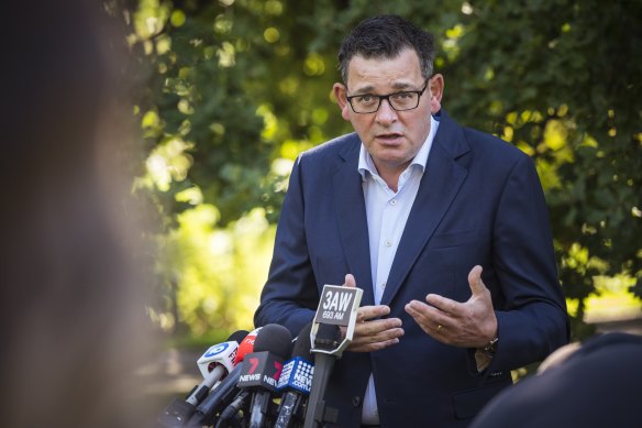 Daniel Andrews speaking to the media last week.