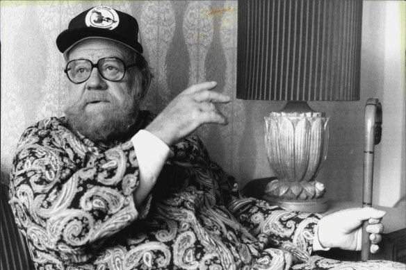 ‘Over-the-hill entertainment’: Burl Ives with Manly Sea Eagles cap.