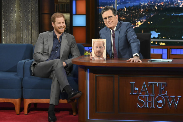 Prince Harry went on The Late Show with Stephen Colbert for his final interview promoting Spare.
