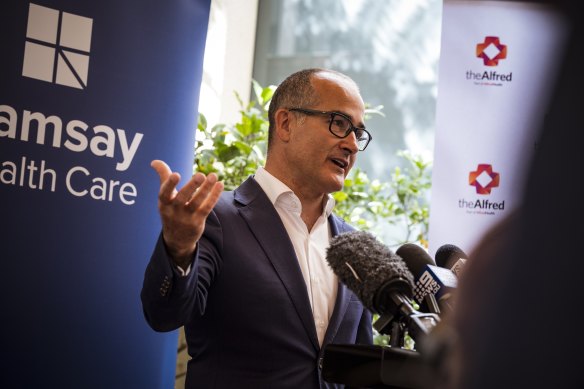 Acting Premier James Merlino addresses the media on Tuesday.